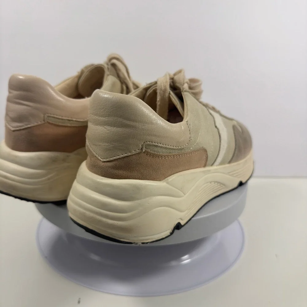 Oasis Society Chunky Sneakers Beige Suede‎ Leather Casual Retro Shoes Size 10